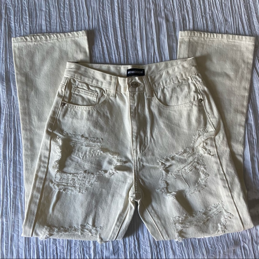 NWT Dolls Kill Monokrom White Destroyed Je…